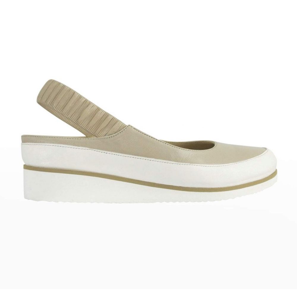Women's Beige Slingback Platform Flats